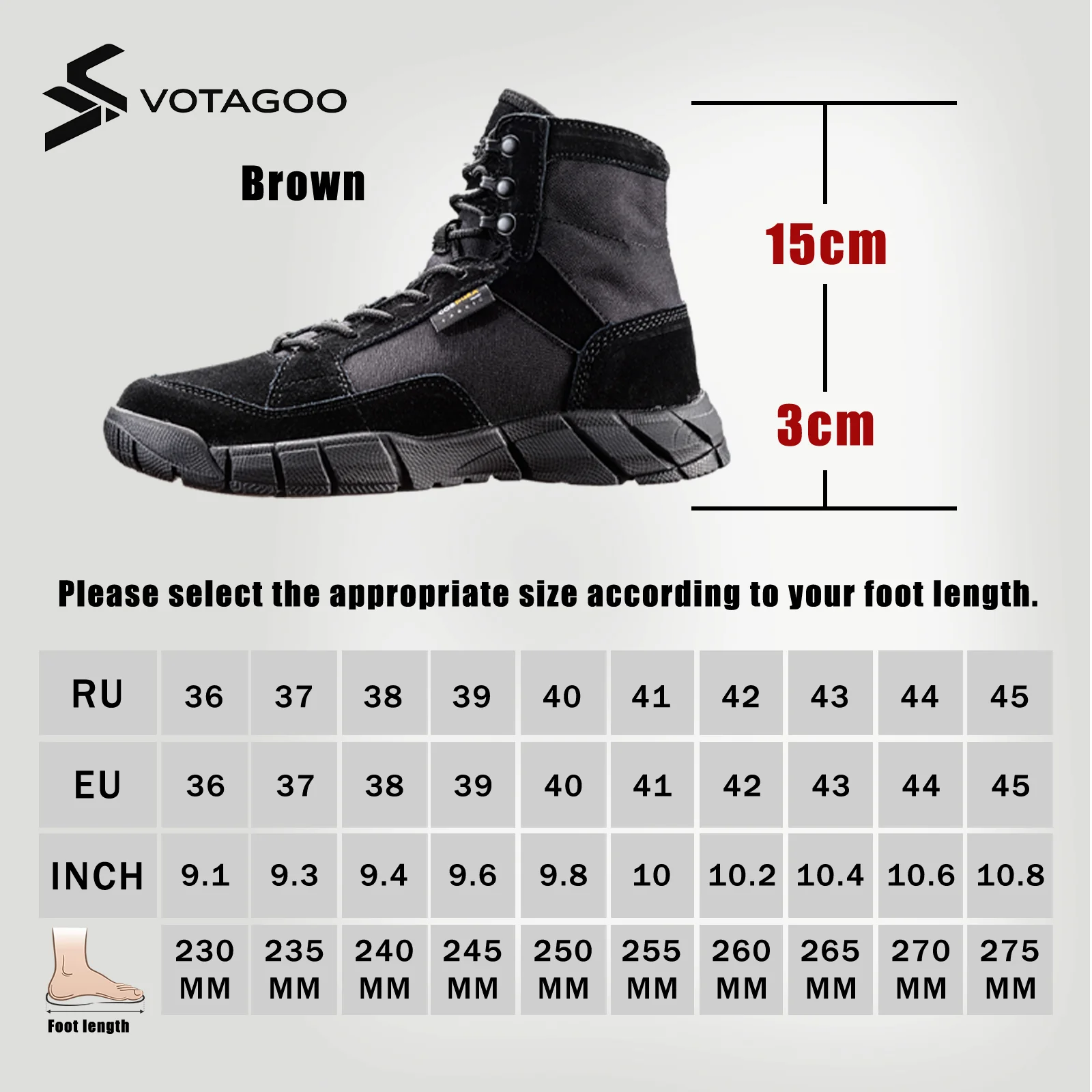 VOTAGOO® Men's Lightweight Military Tactical Boots - Image 9