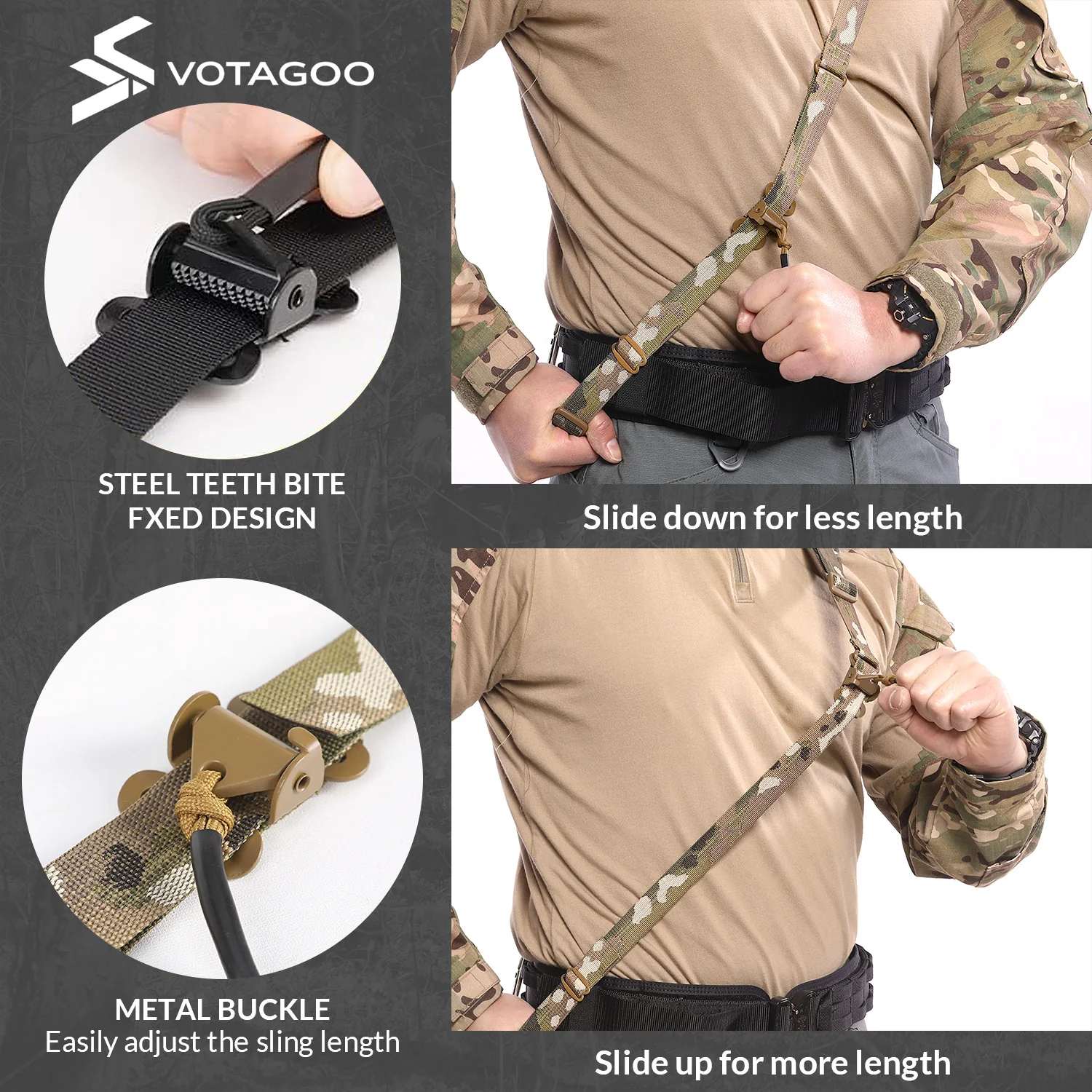 VOTAGOO® Quick Adjust Gun Sling with HK Hook - Image 4