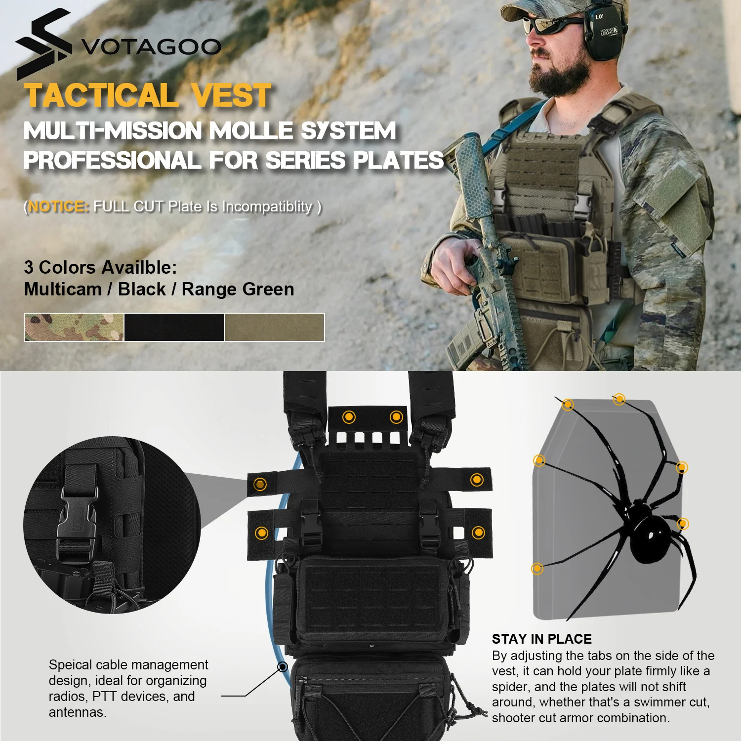 VOTAGOO® Adjustable Tactical Vest with Admin Drop Pouch - Image 21