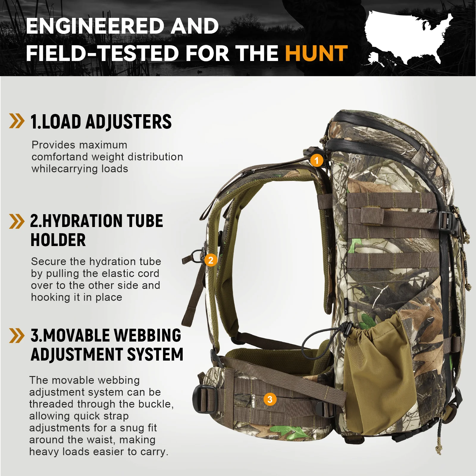 VOTAGOO® Hunting Backpack with Rifle/Bow Carry System - Image 10