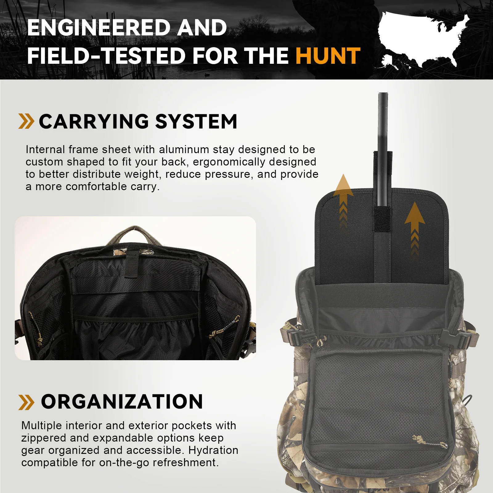 VOTAGOO® Hunting Backpack with Rifle/Bow Carry System - Image 16