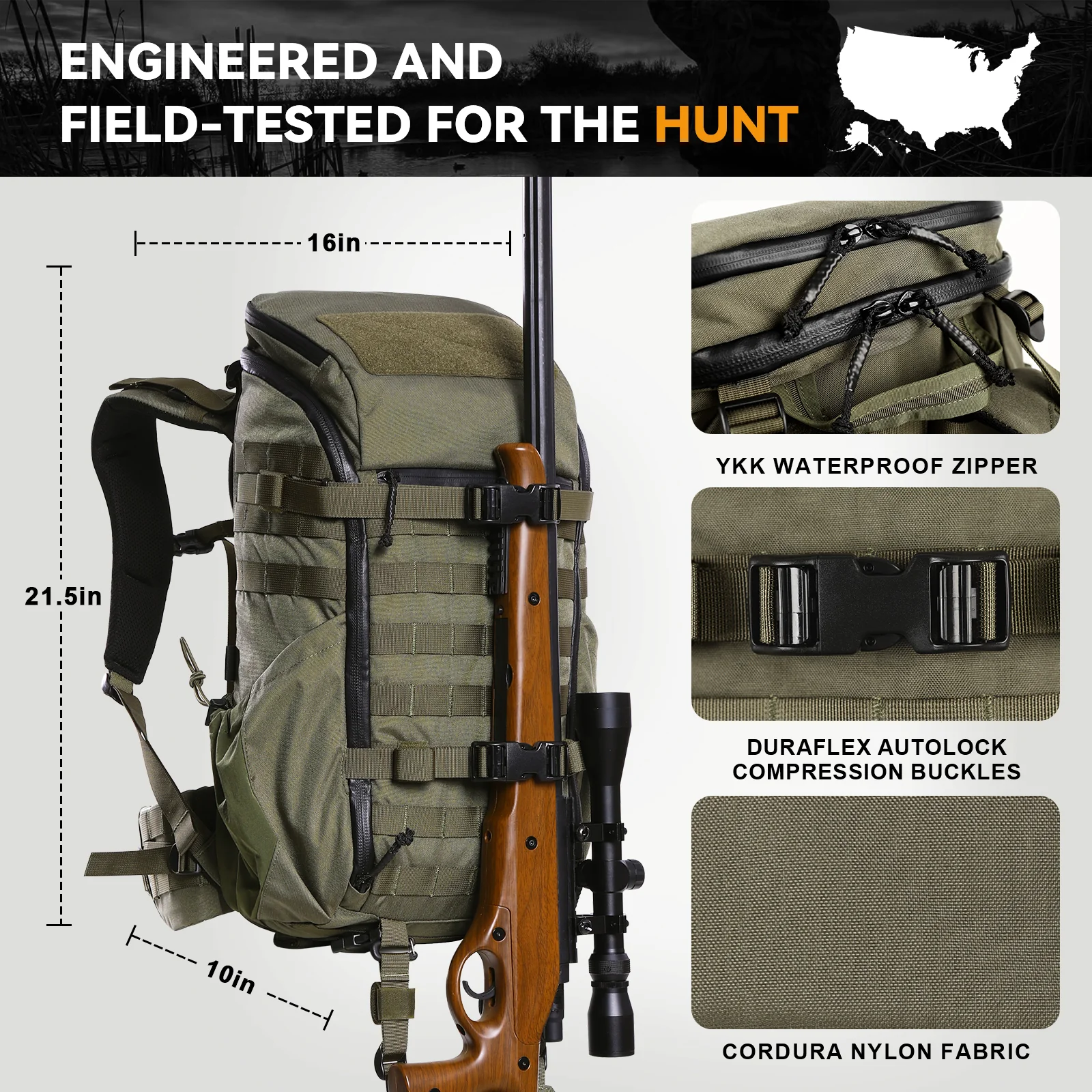VOTAGOO® Hunting Backpack with Rifle/Bow Carry System - Image 2