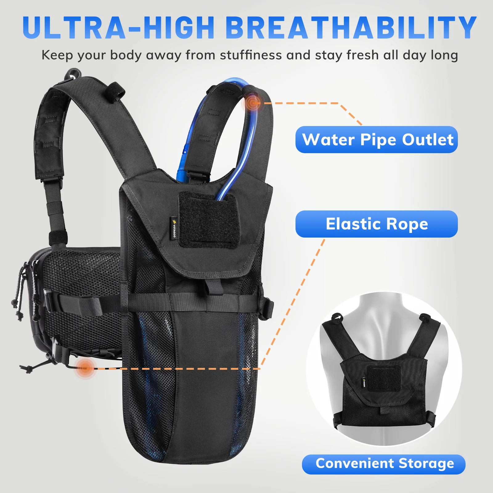 VOTAGOO® Lightweight Running Hydration Vest with 2L Water Bladder Bag - Image 10