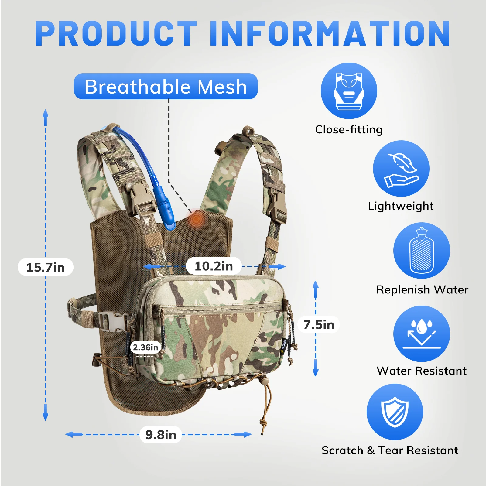 VOTAGOO® Lightweight Running Hydration Vest with 2L Water Bladder Bag - Image 3