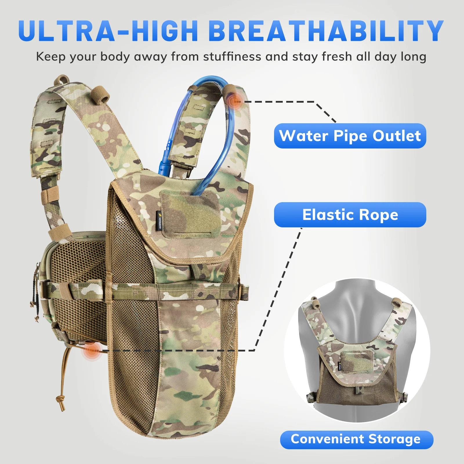 VOTAGOO® Lightweight Running Hydration Vest with 2L Water Bladder Bag - Image 5