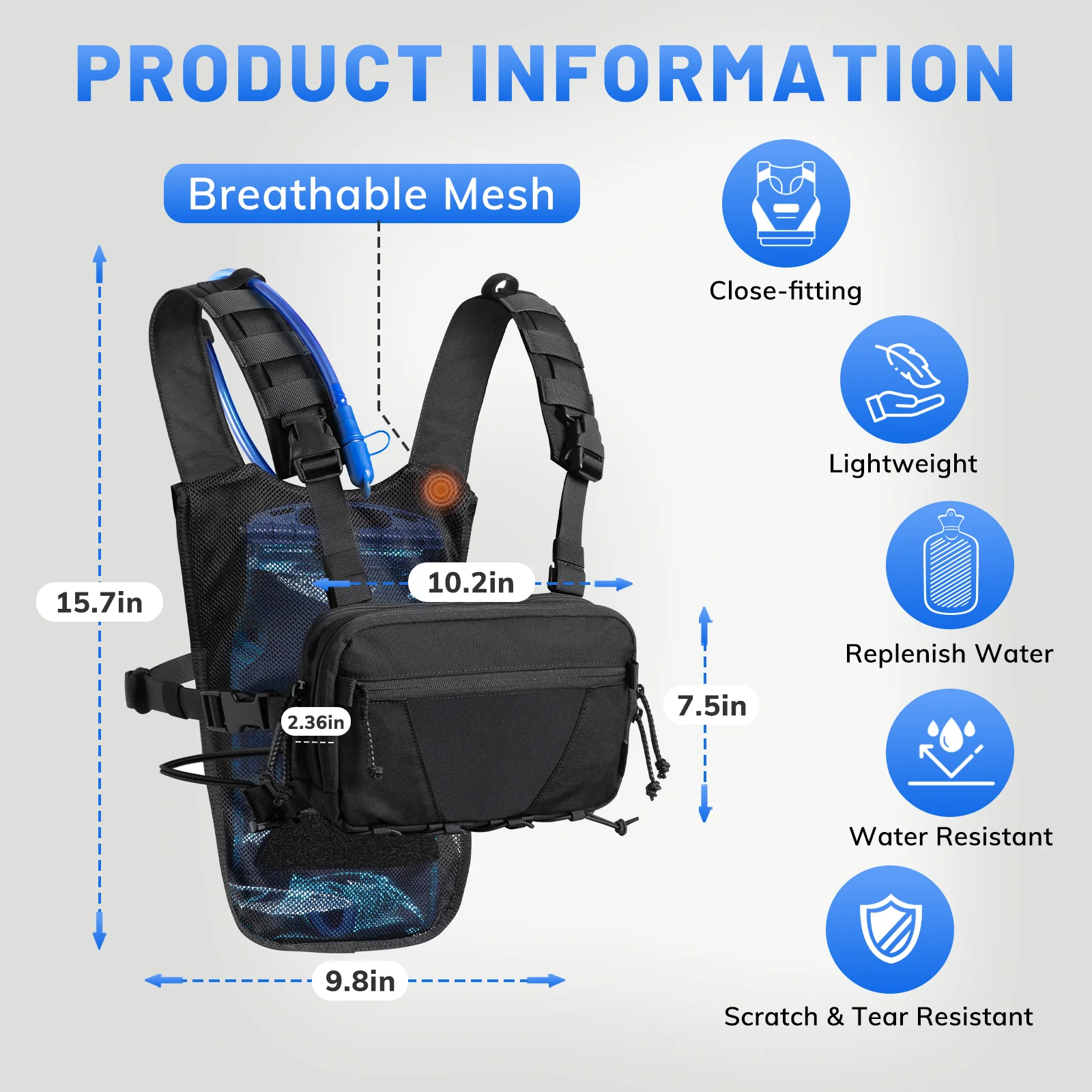 VOTAGOO® Lightweight Running Hydration Vest with 2L Water Bladder Bag - Image 9